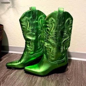 Metallic Green Cowgirl Boots